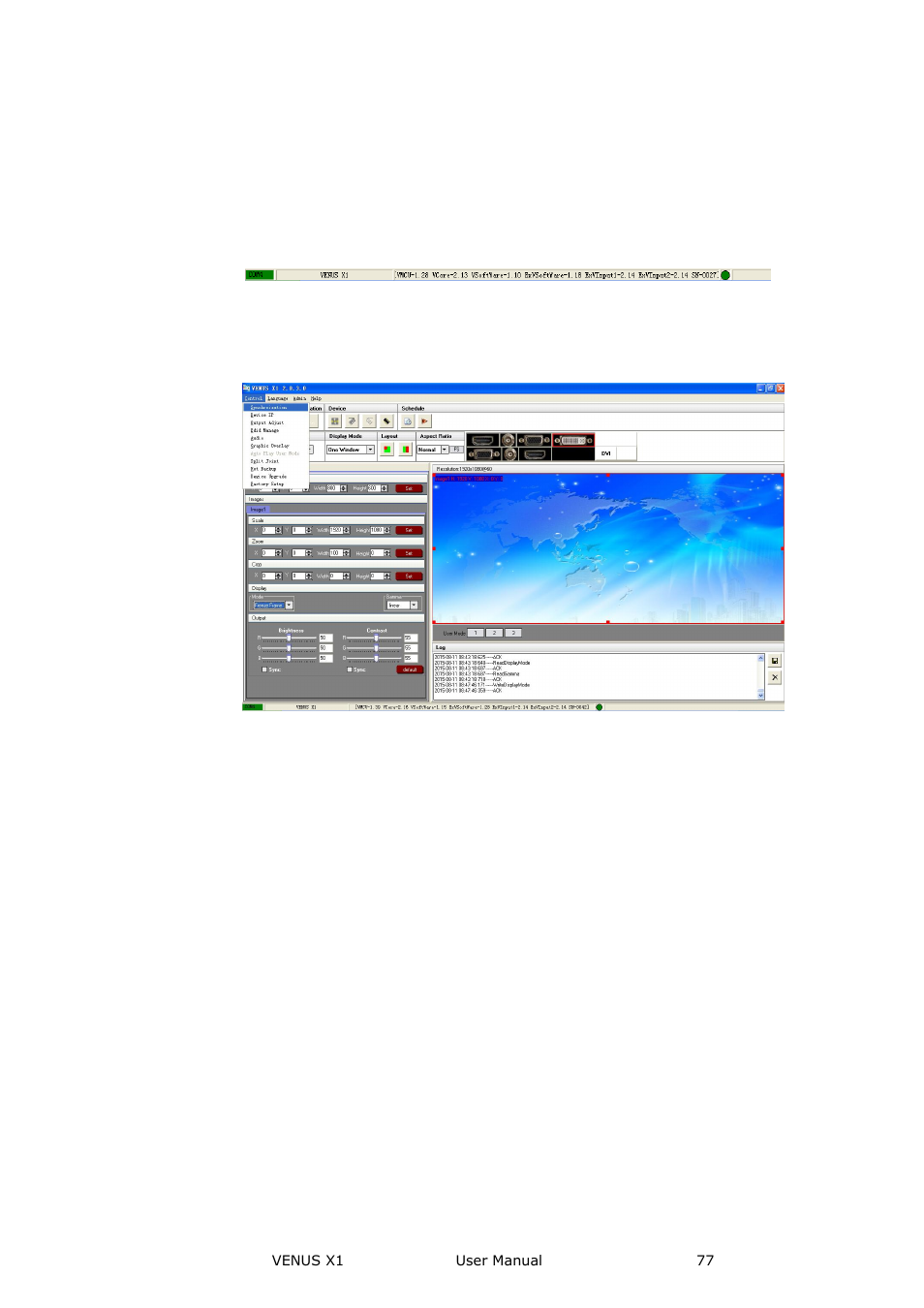 Information toolbar, Control, Communication software guideline | RGBLink VENUS X1 User Manual User Manual | Page 77 / 135