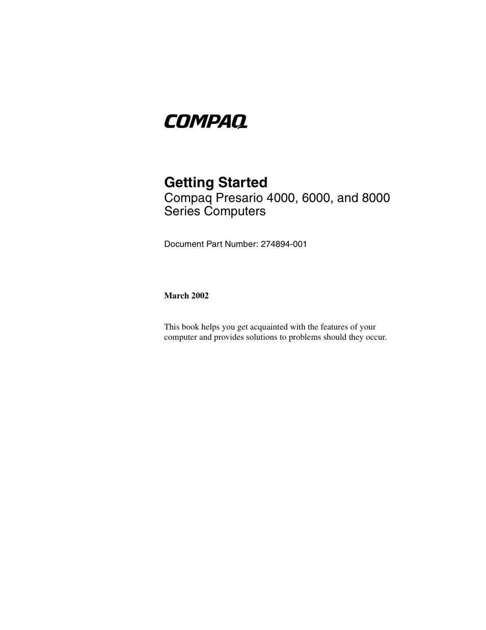 Compaq 4000 User Manual | 70 pages
