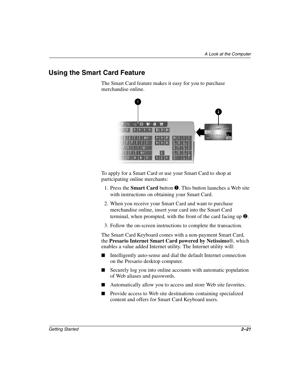 Using the smart card feature | Compaq 4000 User Manual | Page 29 / 70