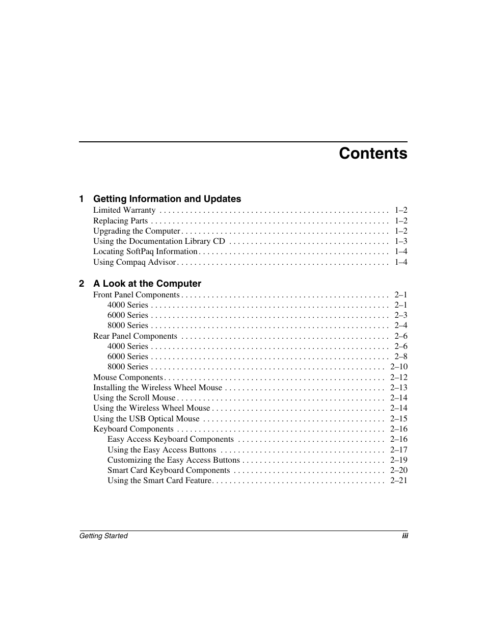 Compaq 4000 User Manual | Page 3 / 70