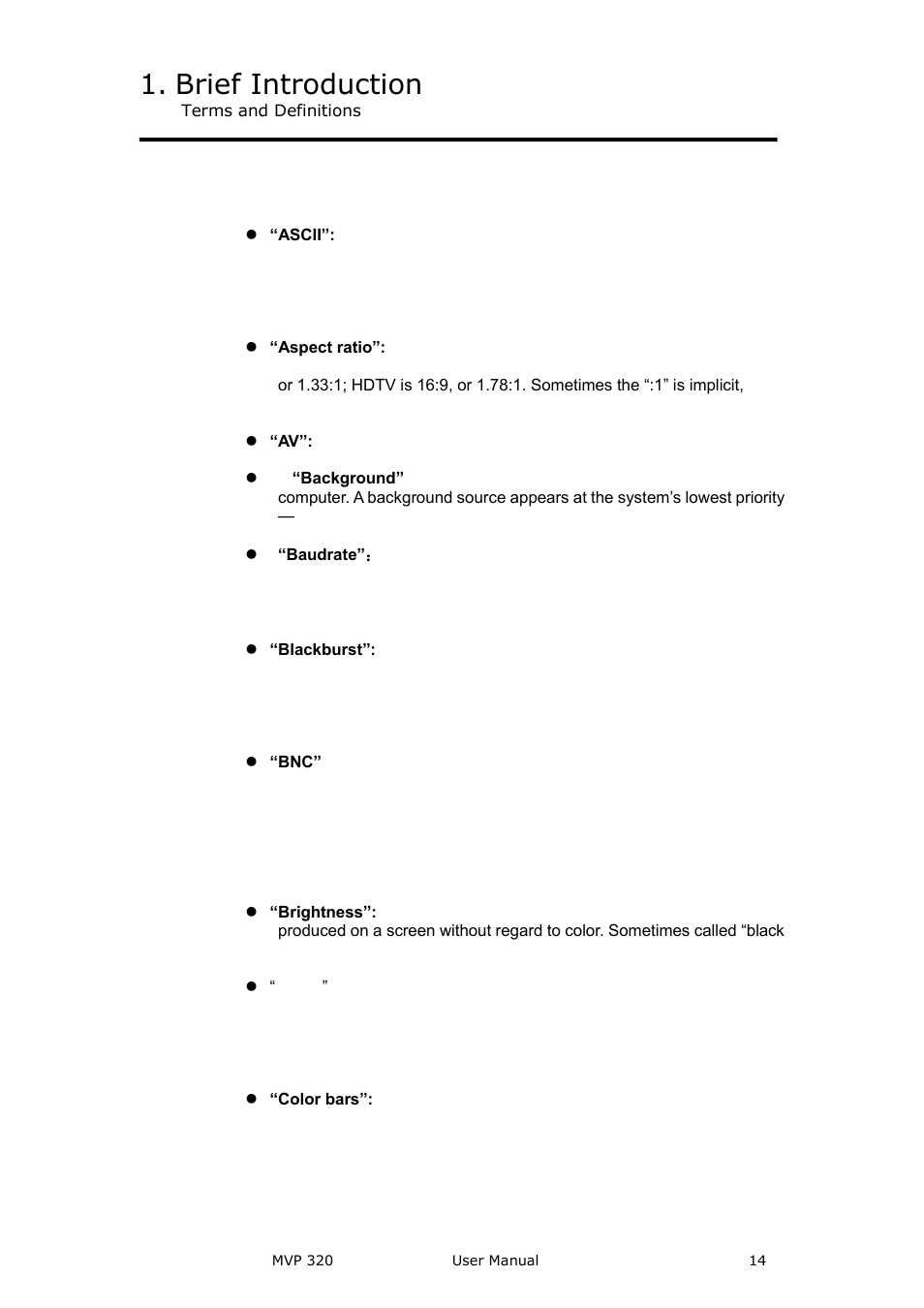 Terms and definitions, Brief introduction | RGBLink MVP 320 User Manual User Manual | Page 14 / 60