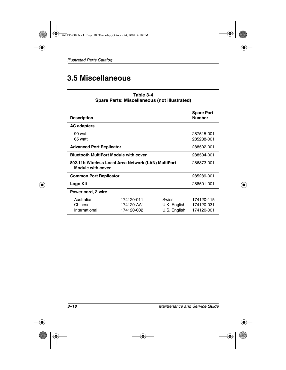 5 miscellaneous, 5 miscellaneous –18 | Compaq 2800 User Manual | Page 69 / 181