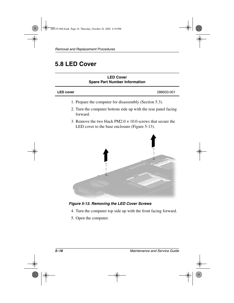 8 led cover, 8 led cover –16 | Compaq 2800 User Manual | Page 94 / 181