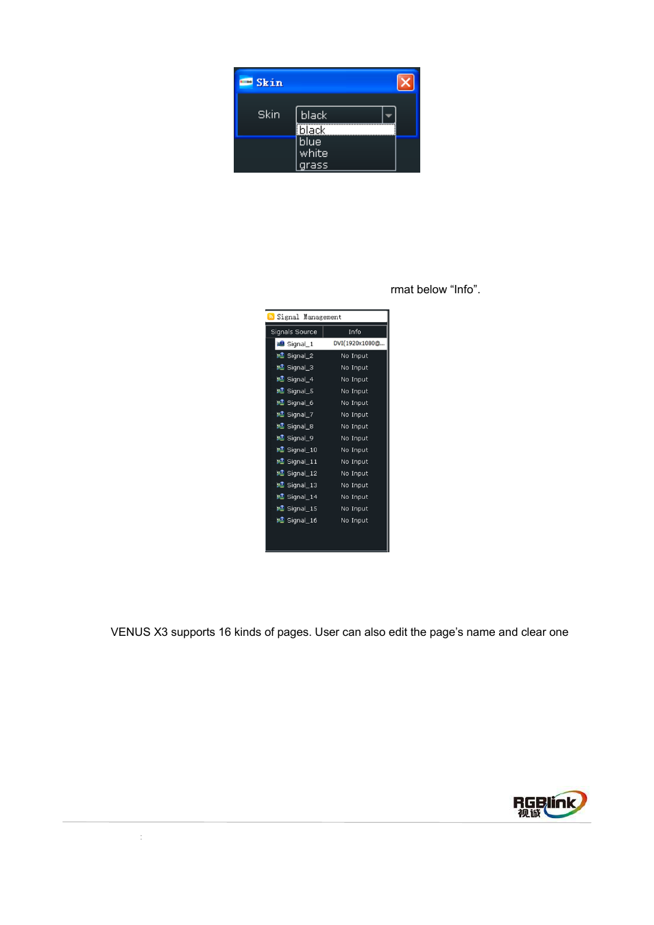 Control interface, Signal management, Budget management | RGBLink VENUS X3 Quick Start User Manual | Page 28 / 37