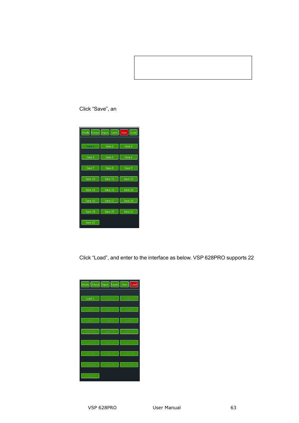 Save, Load, Communication software guideline | RGBLink VSP 628PRO User Manual User Manual | Page 63 / 120