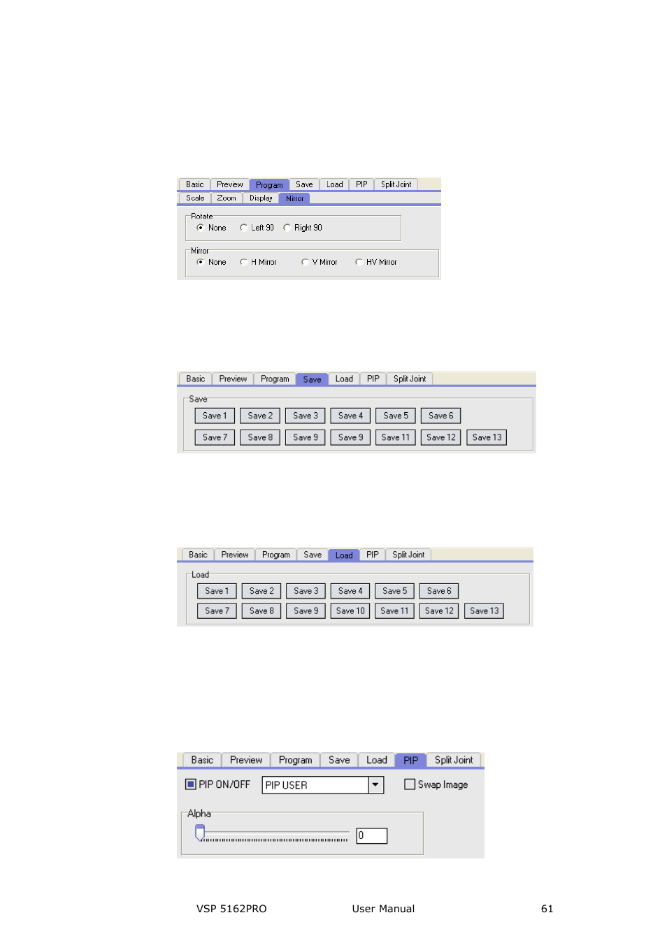 Save, Load, Communication software guideline | RGBLink VSP 5162PRO User Manual | Page 61 / 114