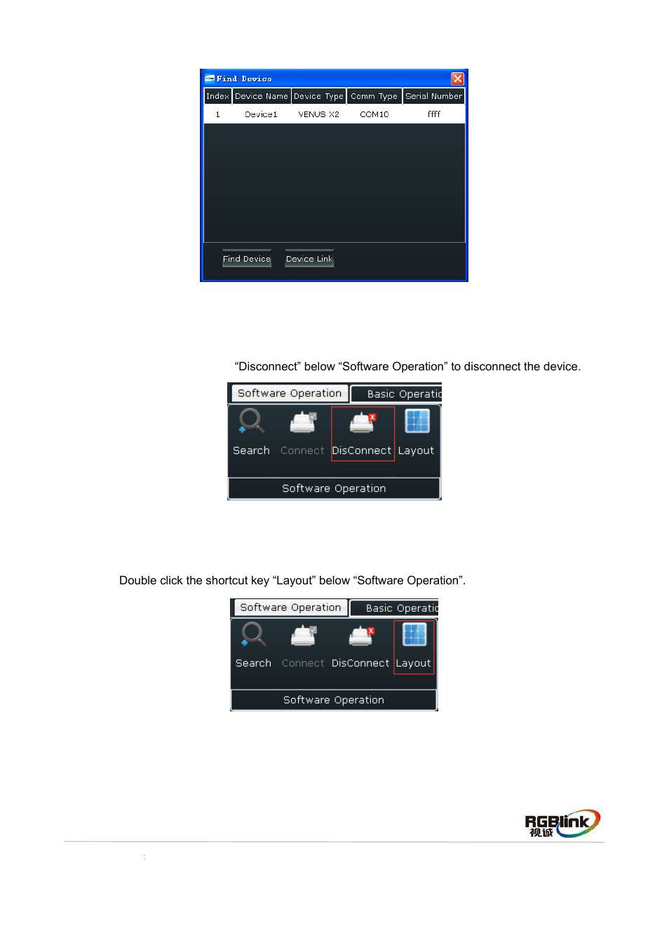 Disconnect, Layout | RGBLink VENUS X2 Quick Start User Manual | Page 13 / 31