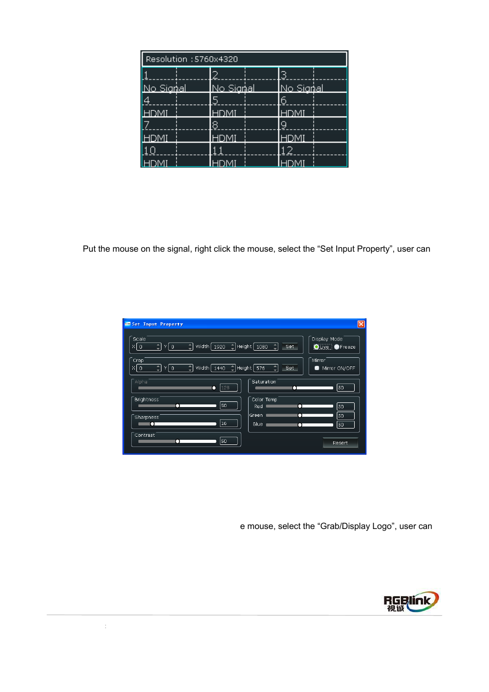 Image processing, Grab/display logo | RGBLink VENUS X2 Quick Start User Manual | Page 27 / 31