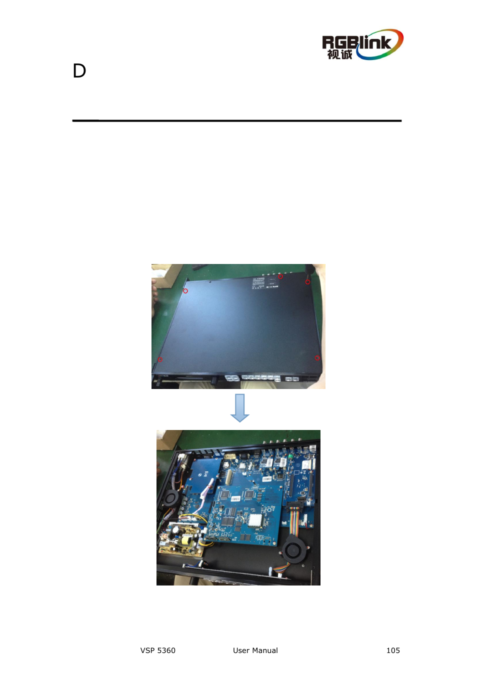 D. optional module installation and, Replacement instruction, Optional module installation and replacement | Instruction | RGBLink VSP 5360 User Manual | Page 105 / 110