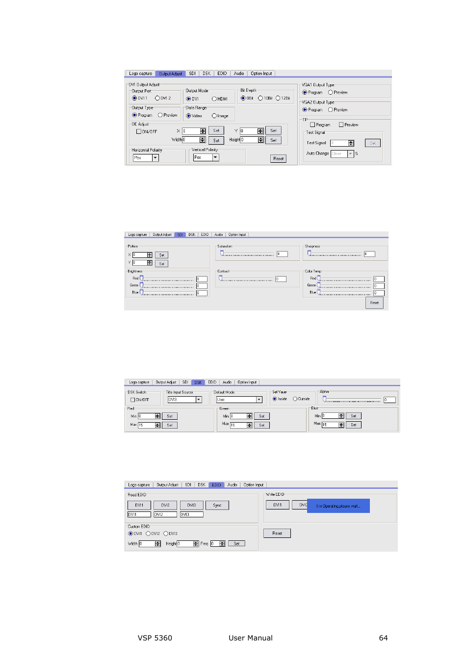 Edid, Audio, Communication software guideline | RGBLink VSP 5360 User Manual | Page 64 / 110