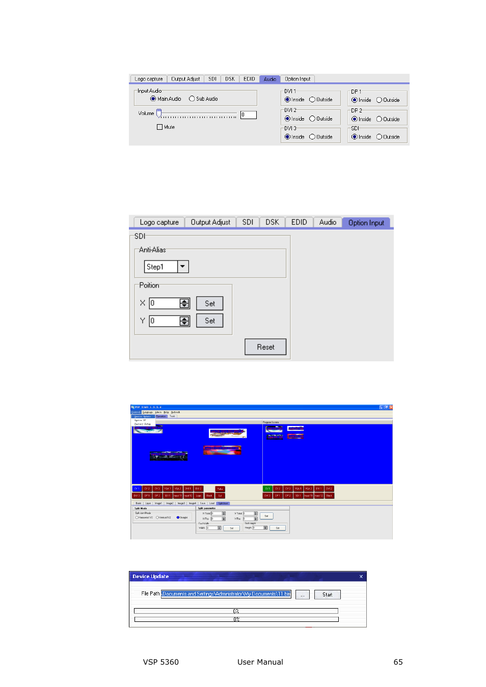 Option input, Control, Device update | Communication software guideline | RGBLink VSP 5360 User Manual | Page 65 / 110