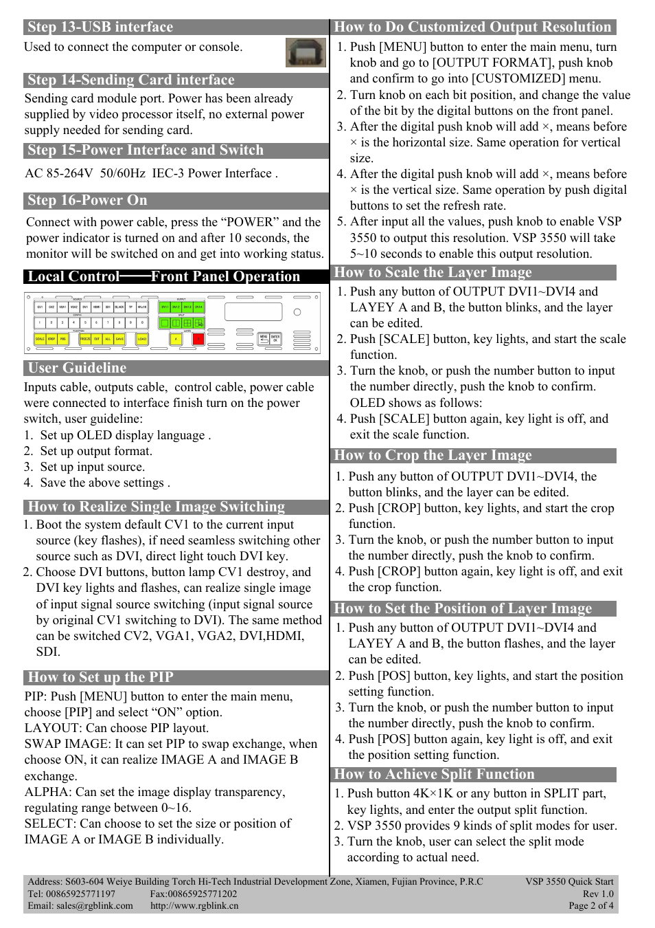 RGBLink VSP 3550S Quick Start User Manual | Page 2 / 4