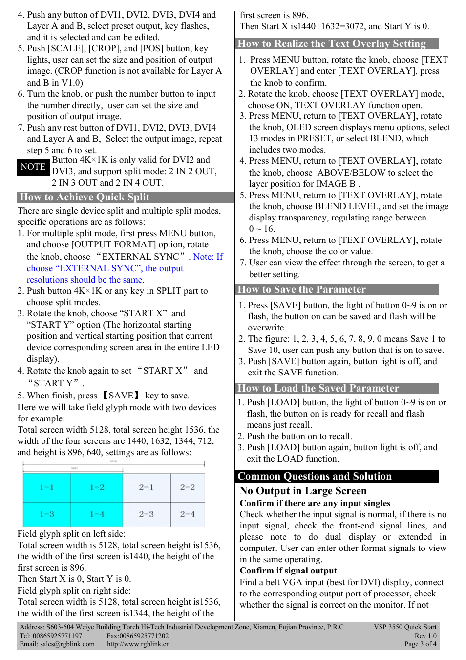 RGBLink VSP 3550S Quick Start User Manual | Page 3 / 4