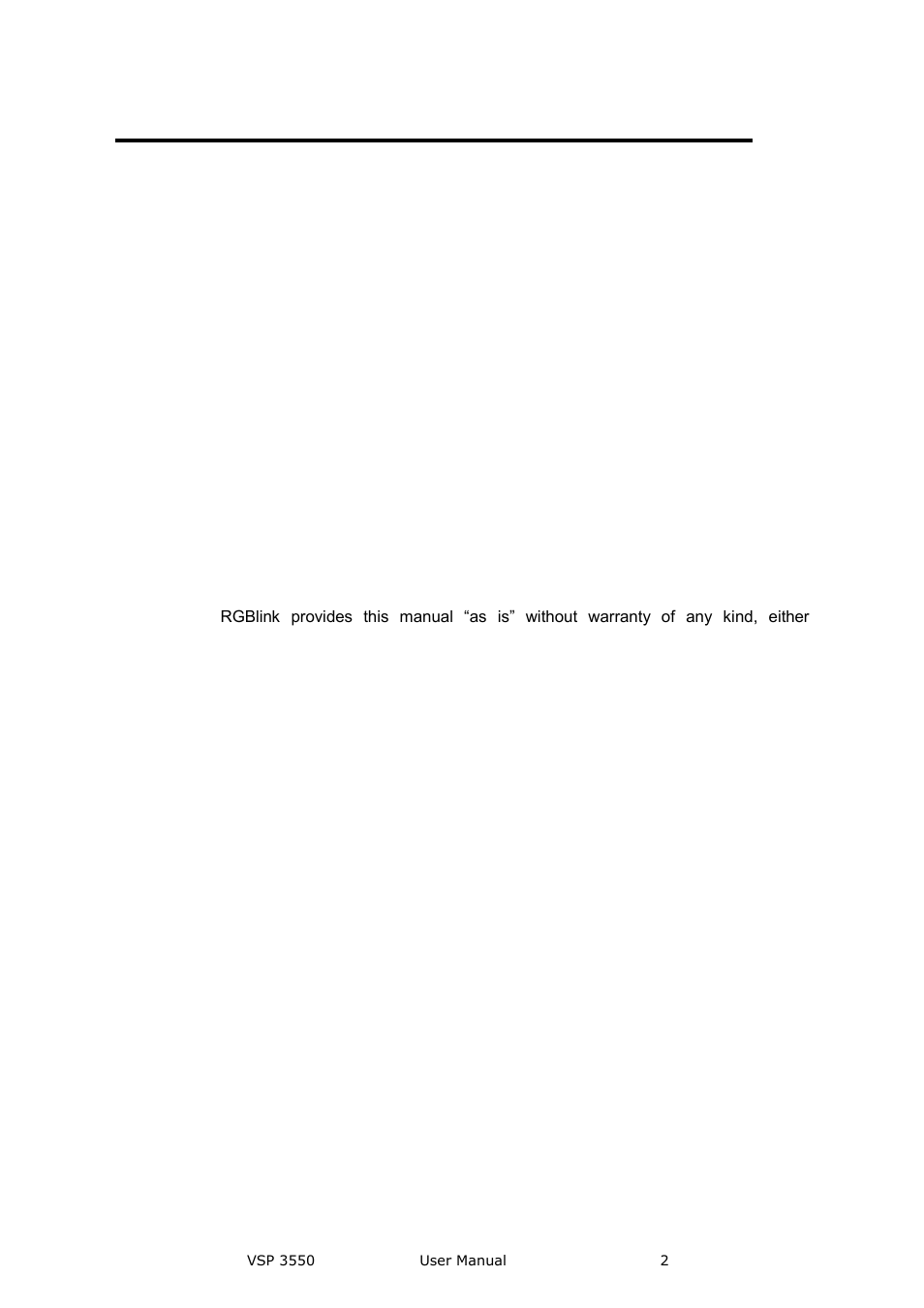 Vsp 3550· user manual, Copyright, Notice | Federal communications commission (fcc) statement | RGBLink VSP 3550S User Manual User Manual | Page 2 / 88