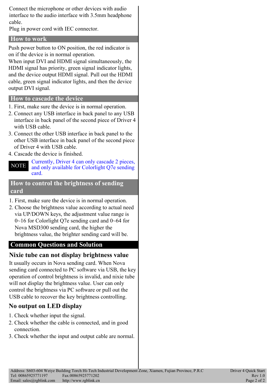 RGBLink Driver 4 Quick Start User Manual | Page 2 / 2