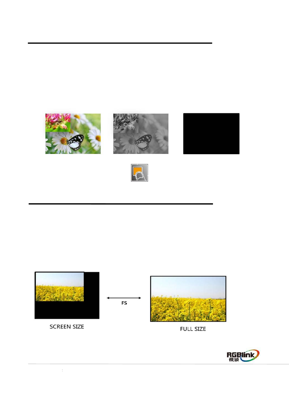 How to use black out, How to realize screen size and full size switching | RGBLink CP 3096 Quick Start User Manual | Page 16 / 18