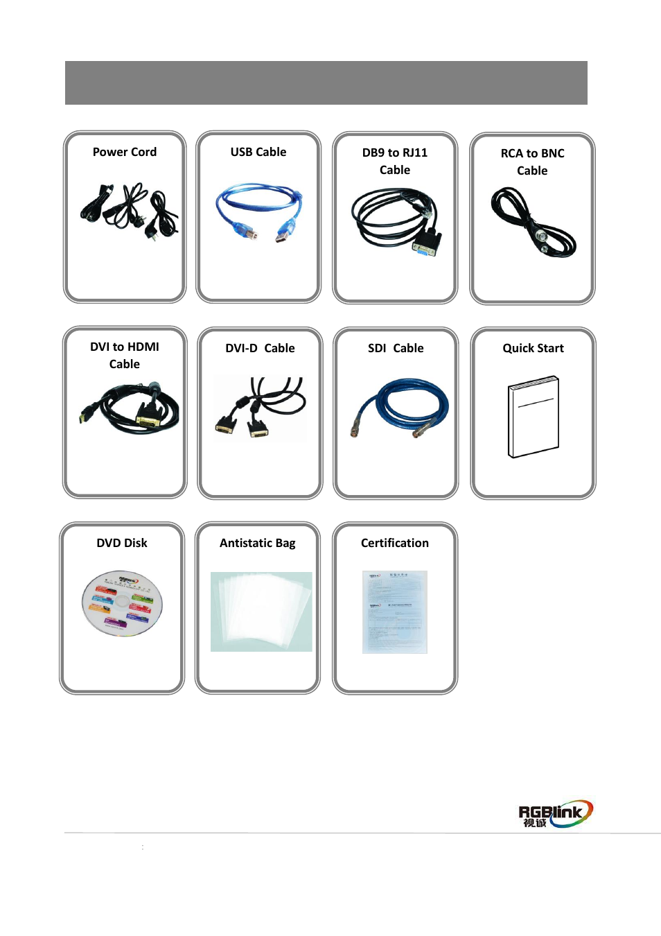 Packing configuration, Dvi 转 hdmi 线, 防静电袋 | RGBLink CP 3096 Quick Start User Manual | Page 4 / 18