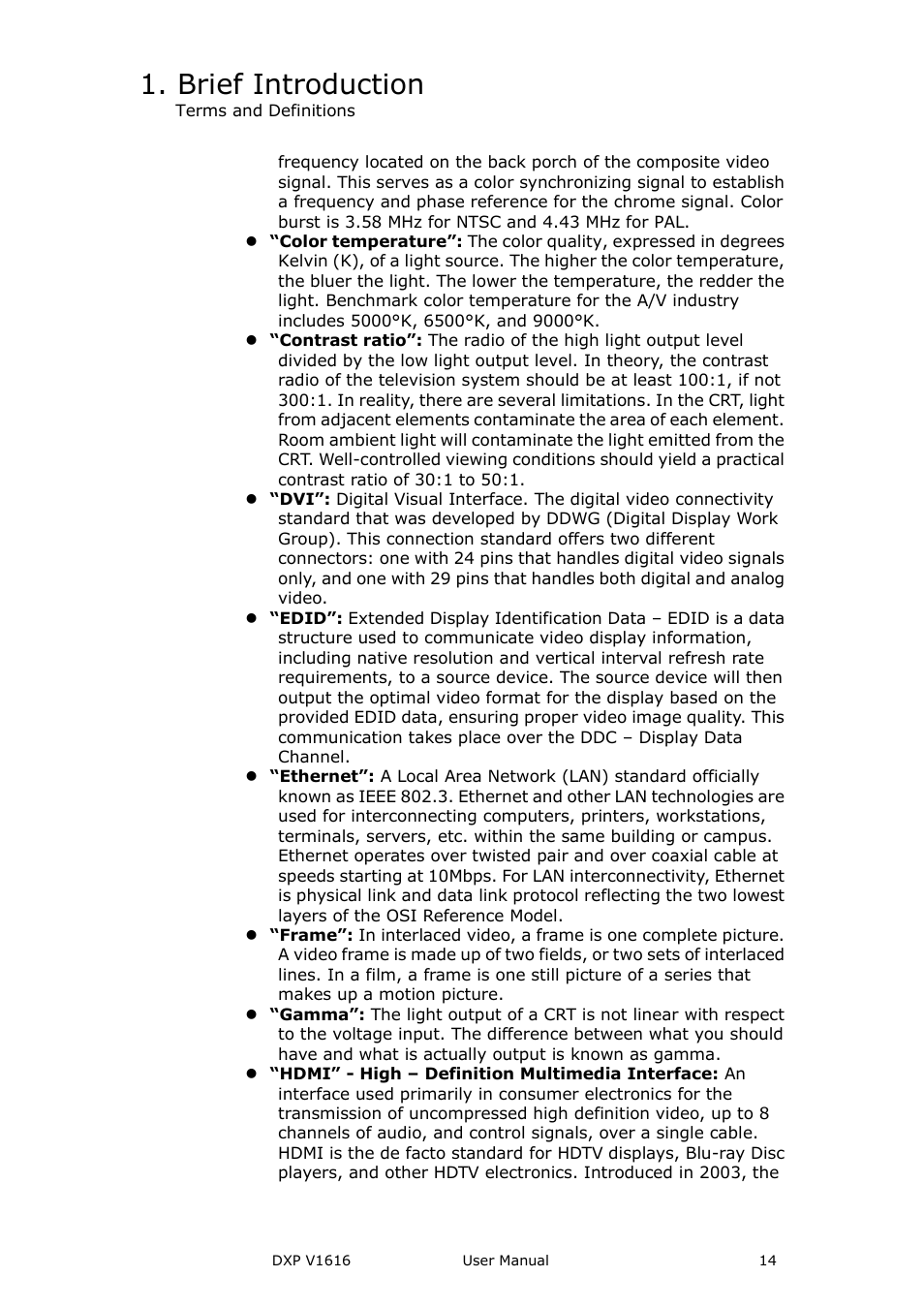 Brief introduction | RGBLink DXP V1616 User Manual User Manual | Page 14 / 50