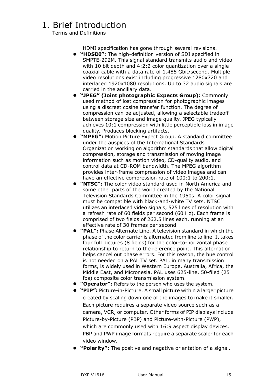 Brief introduction | RGBLink DXP V1616 User Manual User Manual | Page 15 / 50