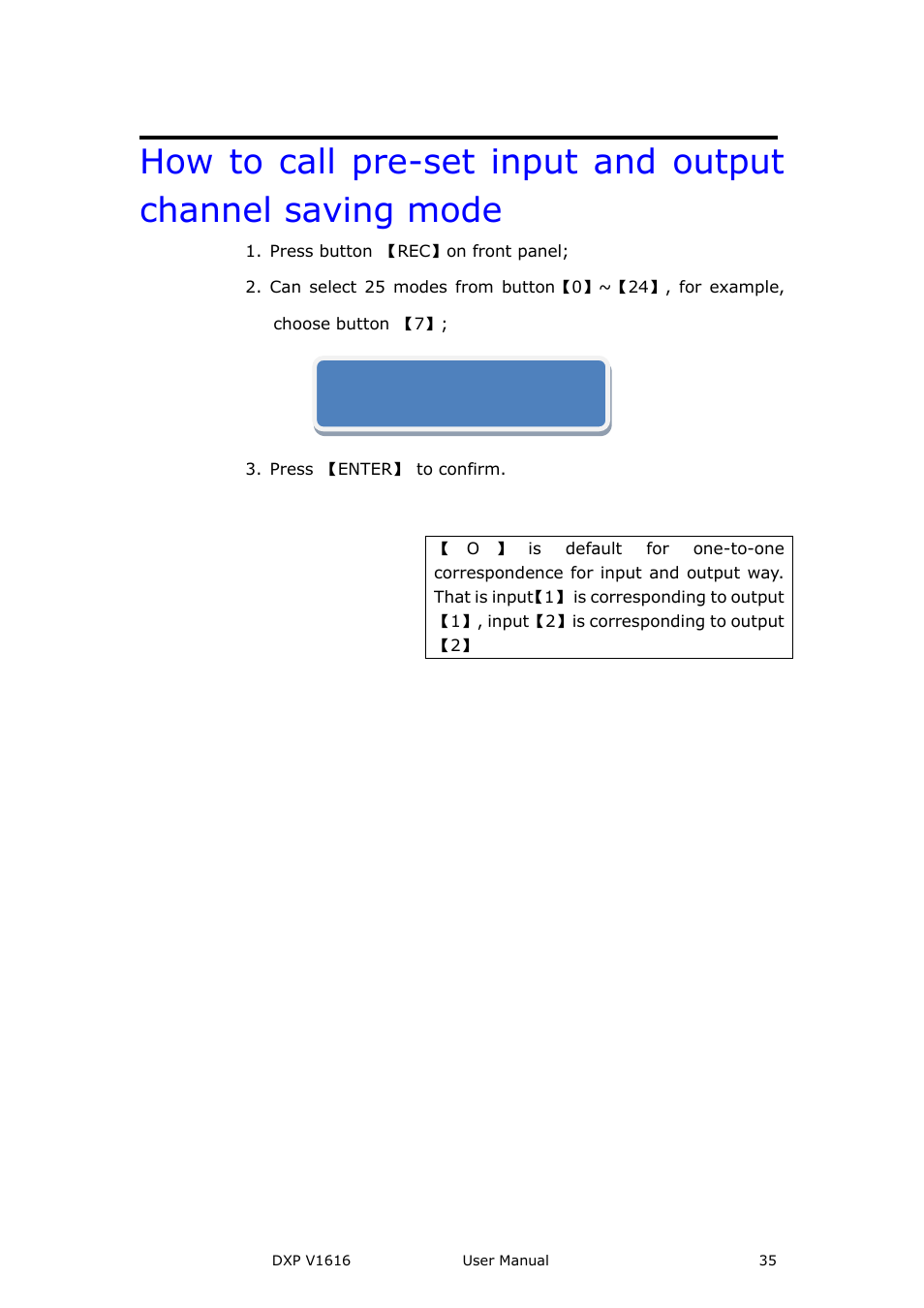 Mode | RGBLink DXP V1616 User Manual User Manual | Page 35 / 50