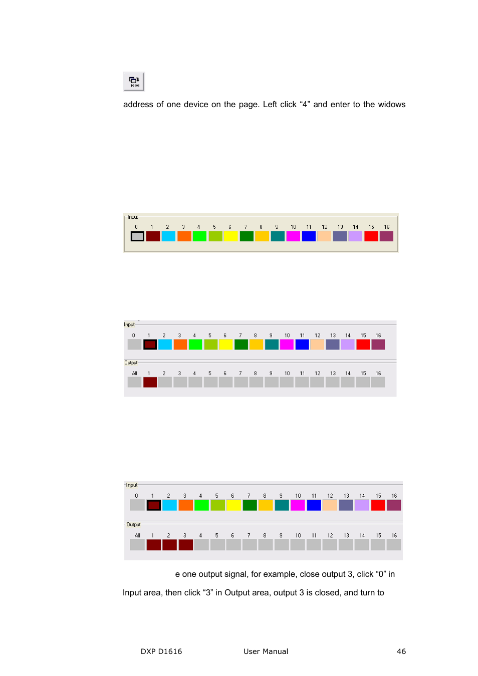 Input and output signal, Communication software guideline | RGBLink DXP D1616 User Manual User Manual | Page 46 / 76