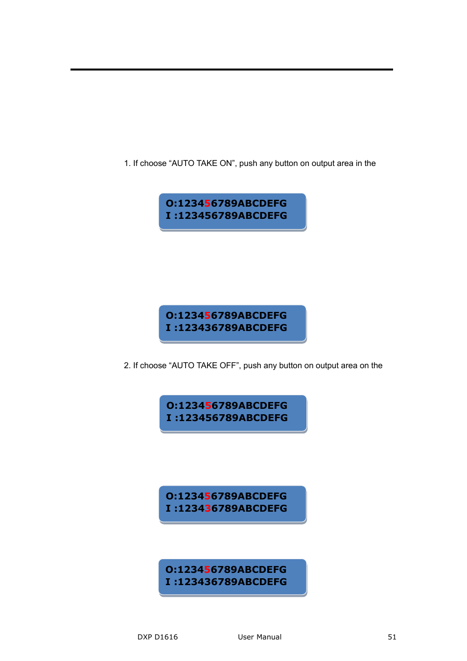 How to switch between input and output channel, System setup and operations | RGBLink DXP D1616 User Manual User Manual | Page 51 / 76