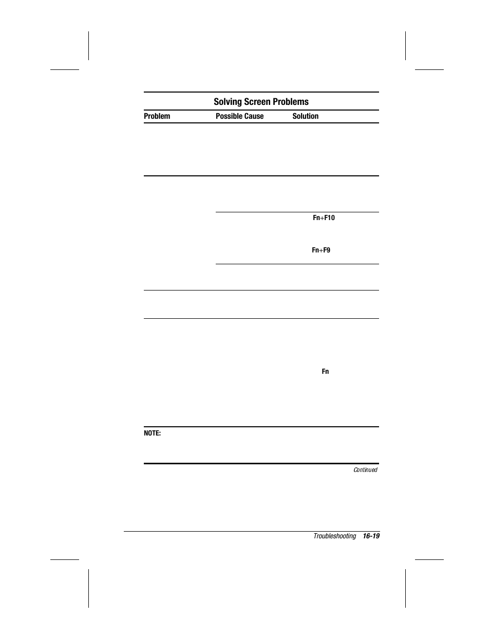 Solving screen problems | Compaq 3500 User Manual | Page 150 / 182