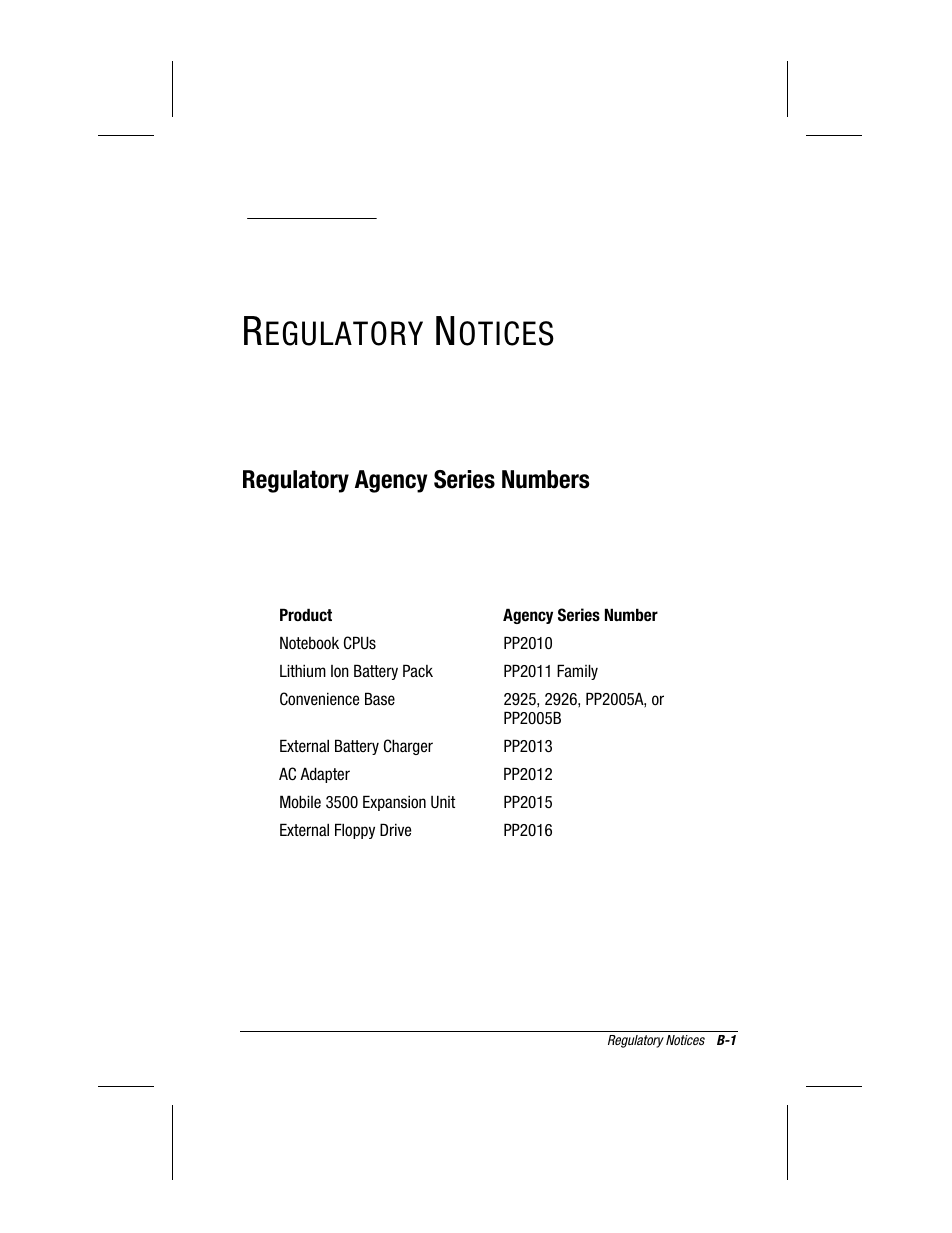 Regulatory notices, Appendix, Egulatory | Otices | Compaq 3500 User Manual | Page 165 / 182