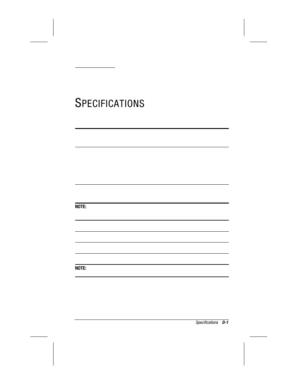 Specifications, Appendix, Pecifications | Compaq 3500 User Manual | Page 174 / 182