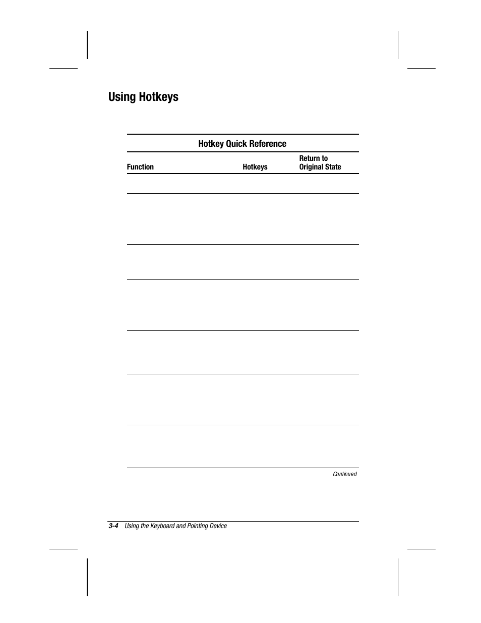 Using hotkeys, Hotkey quick reference | Compaq 3500 User Manual | Page 28 / 182