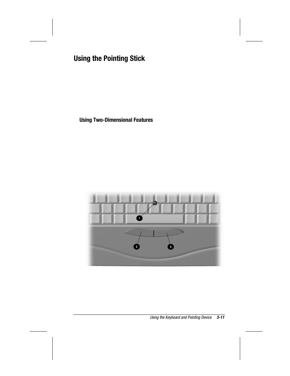 Using the pointing stick | Compaq 3500 User Manual | Page 35 / 182