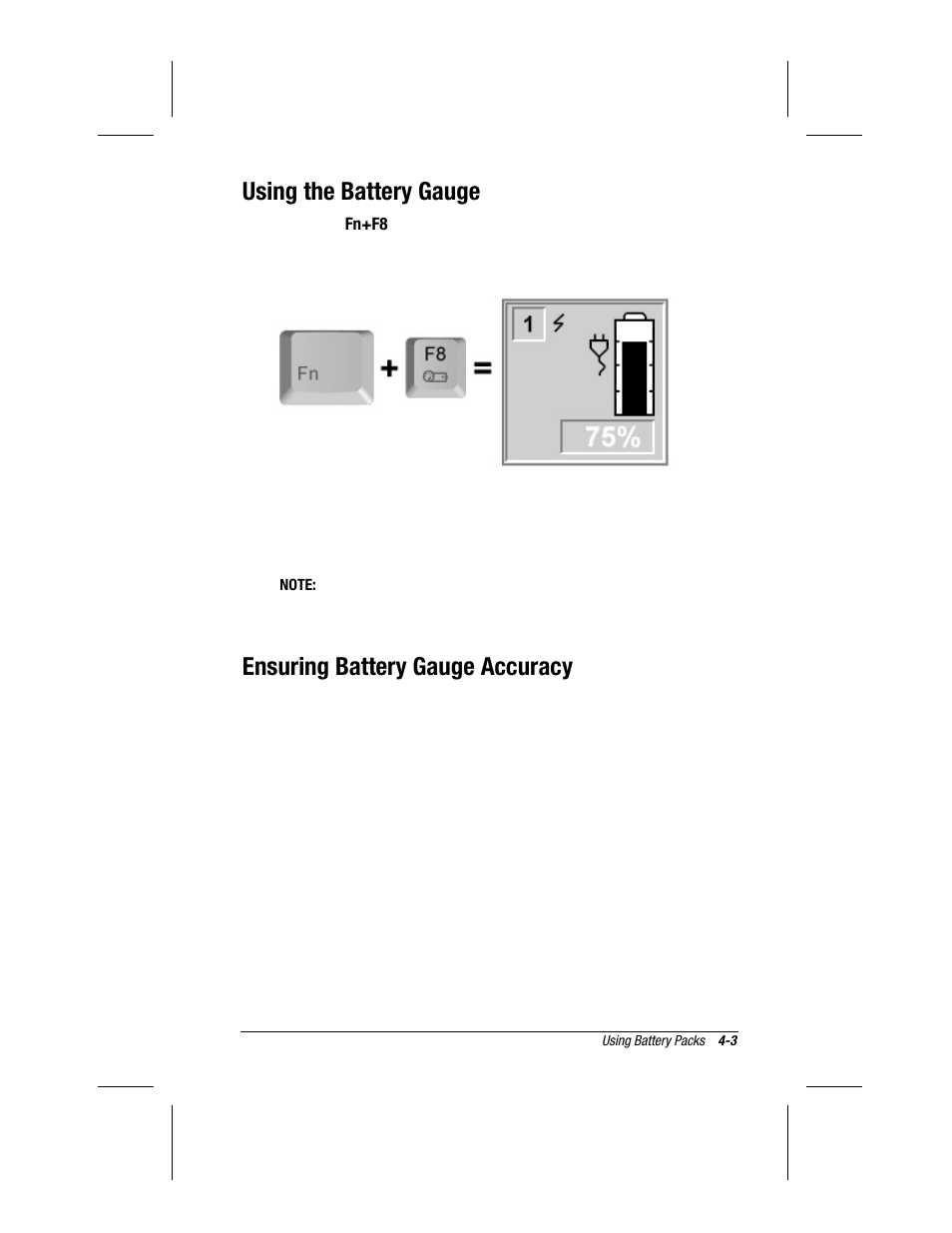 Using the battery gauge, Ensuring battery gauge accuracy | Compaq 3500 User Manual | Page 39 / 182