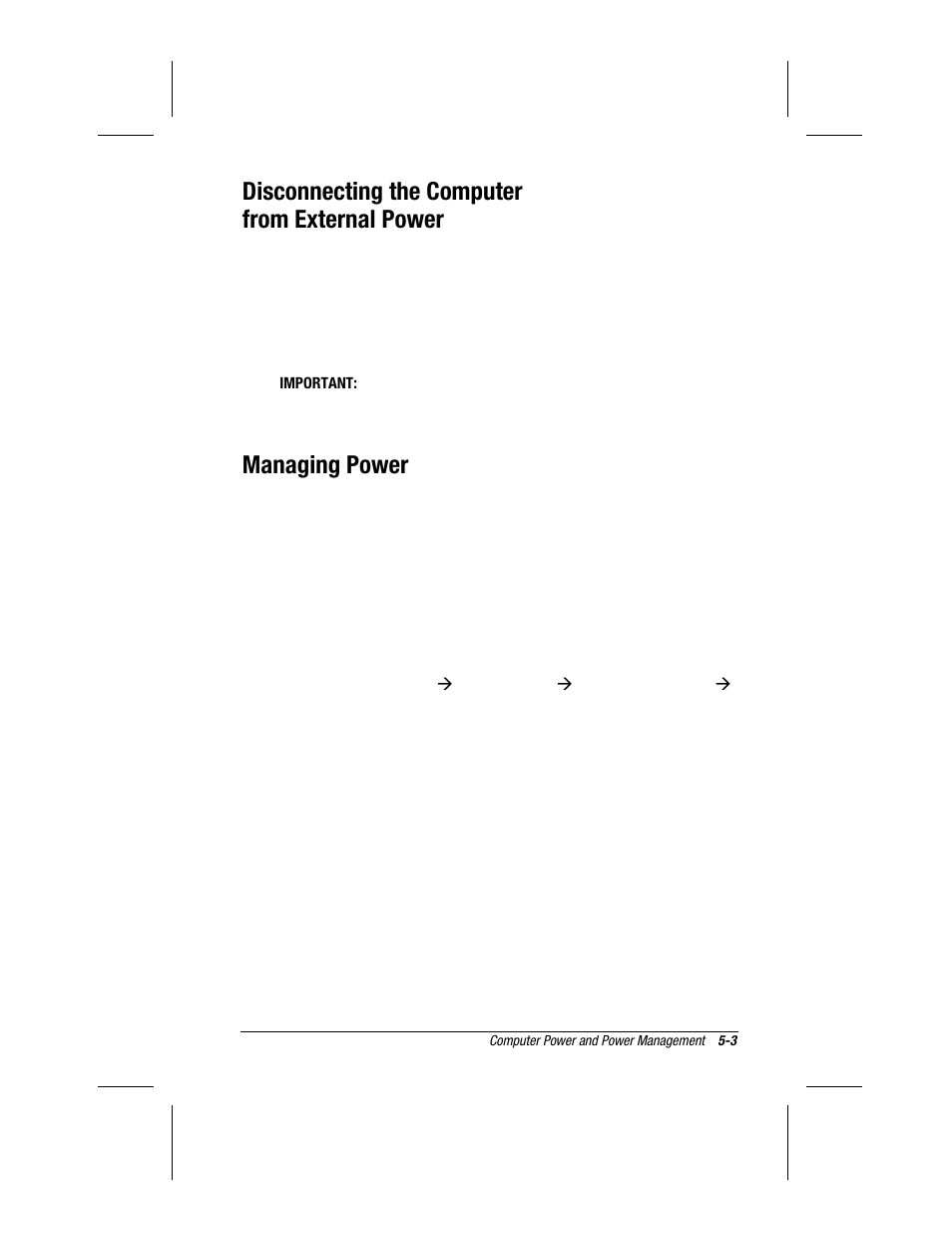 Disconnecting the computer from external power, Managing power | Compaq 3500 User Manual | Page 51 / 182