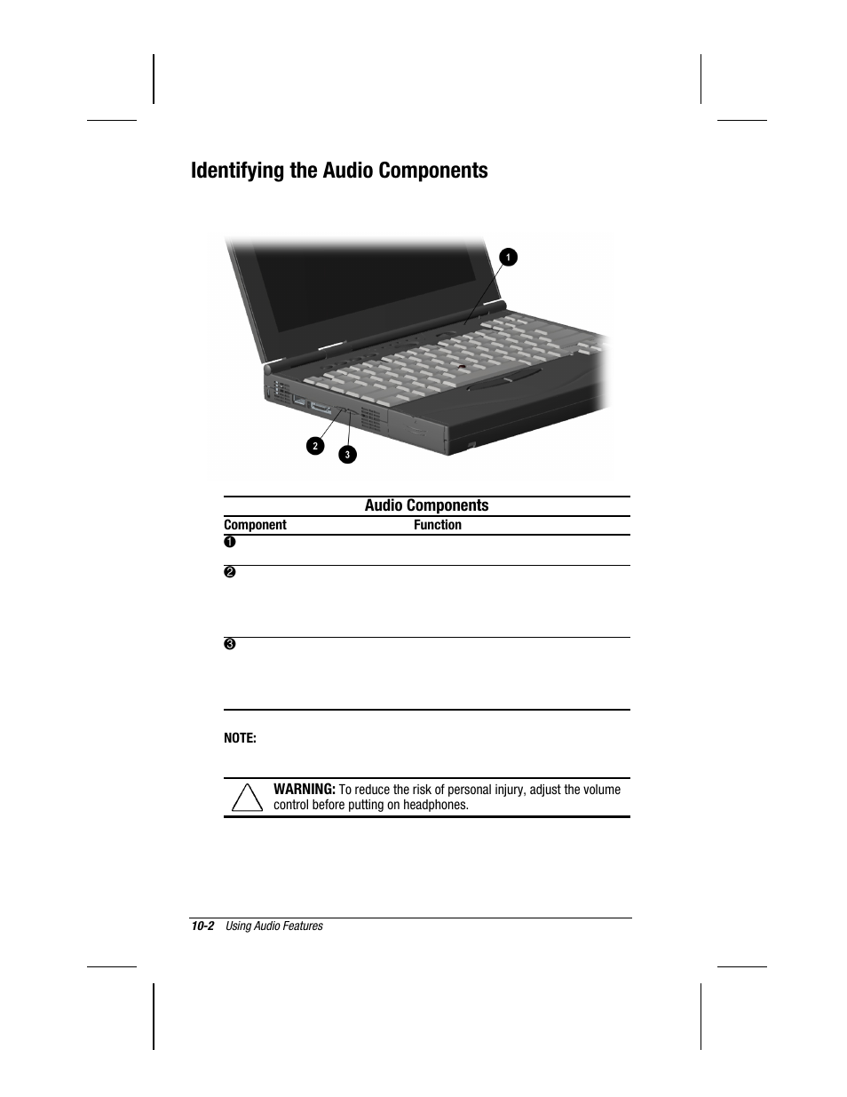 Identifying the audio components | Compaq 3500 User Manual | Page 88 / 182