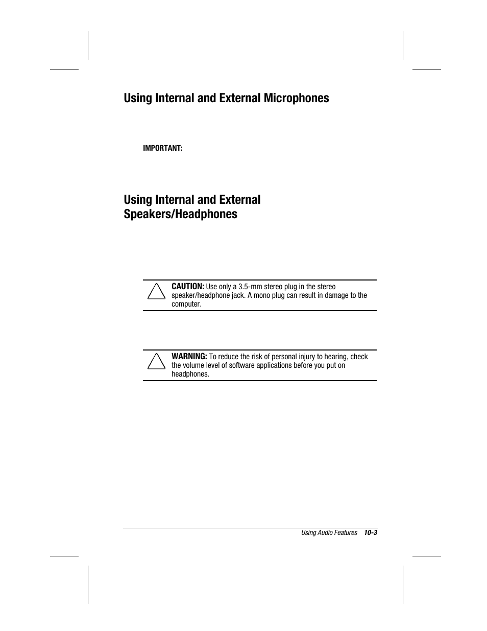 Using internal and external microphones, Using internal and external speakers/headphones | Compaq 3500 User Manual | Page 89 / 182