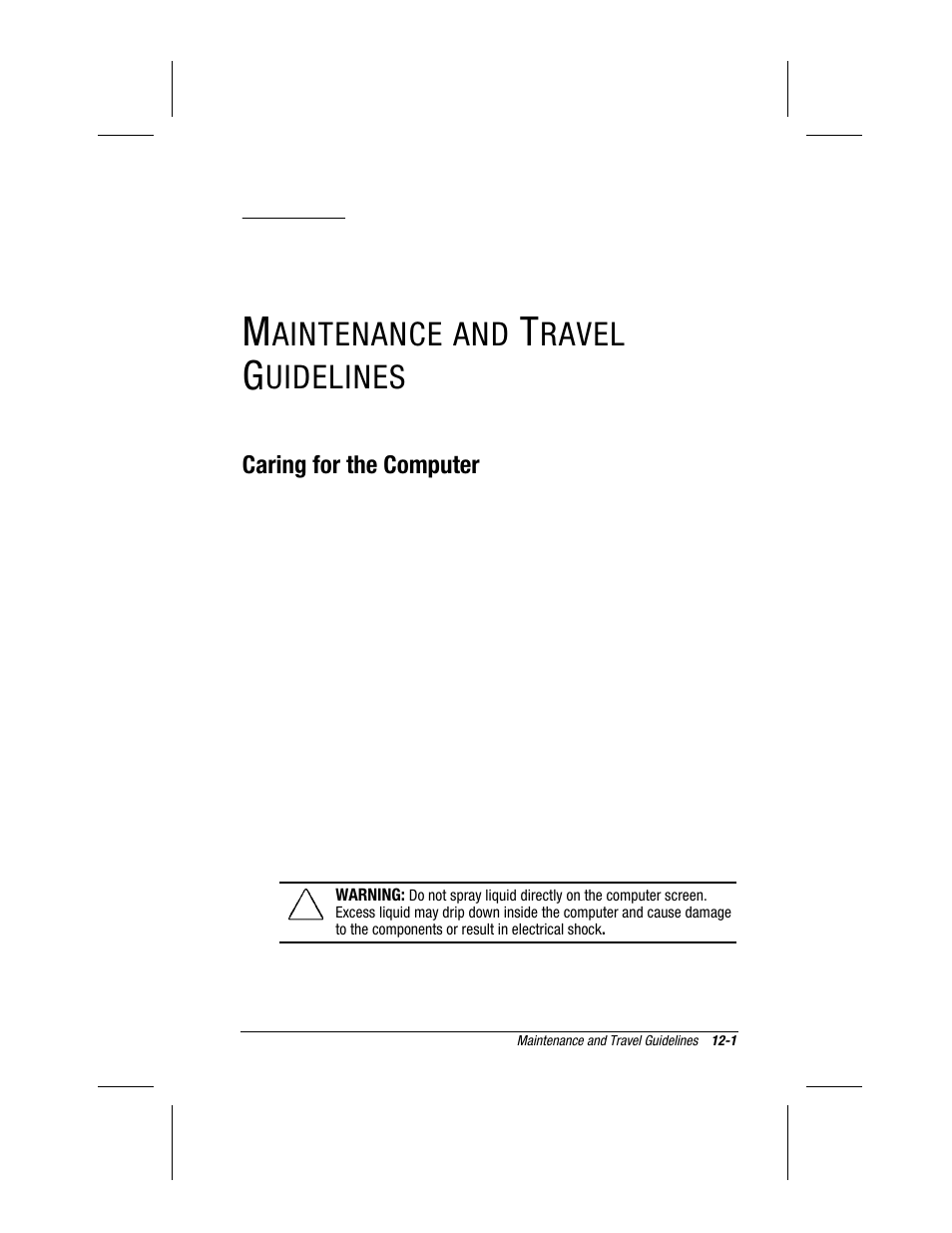 Maintenance and travel guidelines, Chapter, Aintenance and | Ravel, Uidelines | Compaq 3500 User Manual | Page 95 / 182