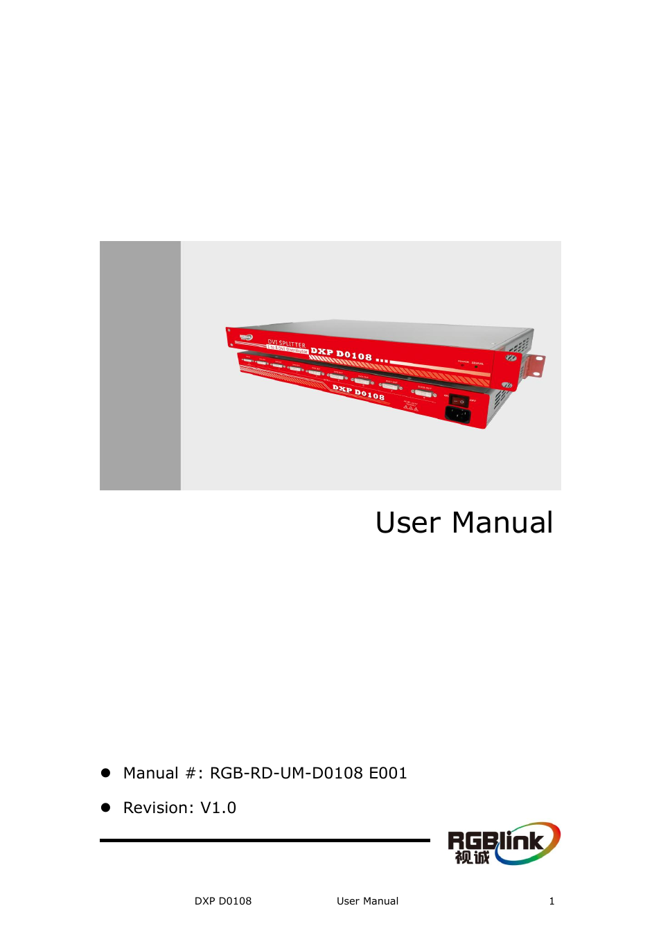 RGBLink DXP D0108 User Manual User Manual | 31 pages