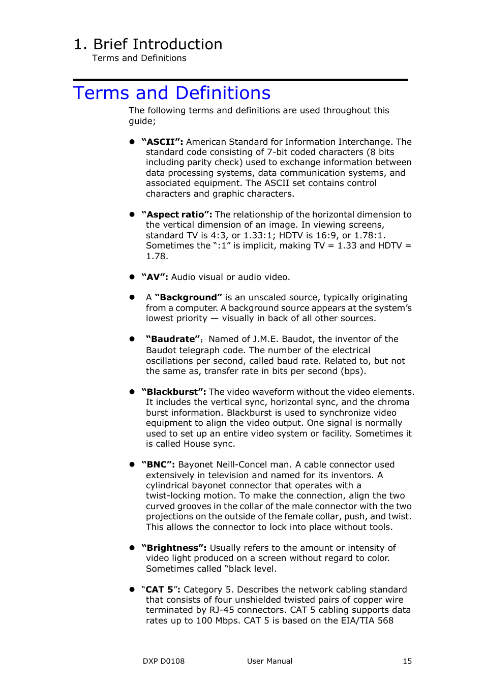 Terms and definitions, Brief introduction | RGBLink DXP D0108 User Manual User Manual | Page 15 / 31
