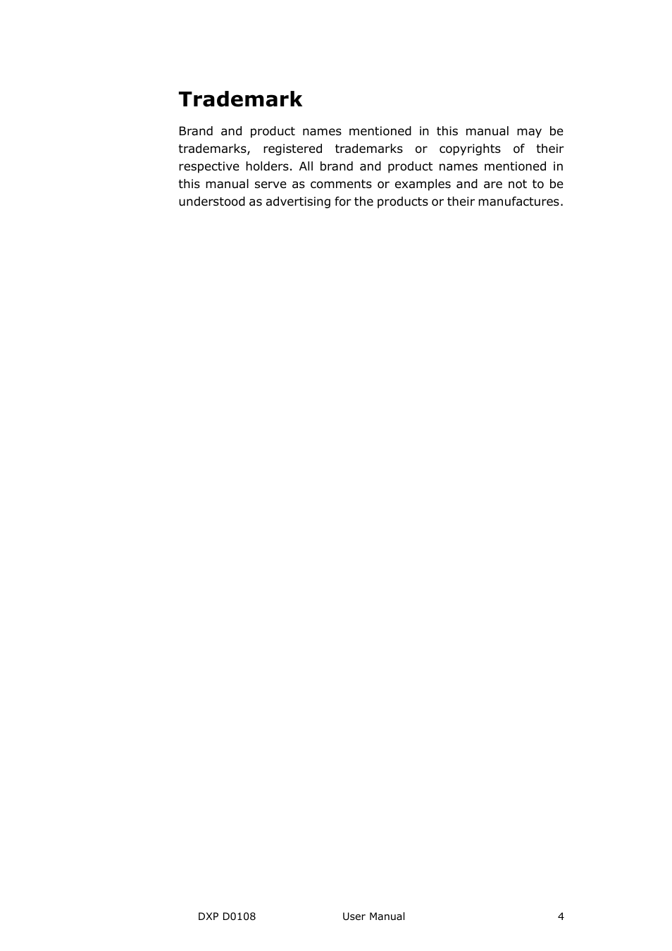 Trademark | RGBLink DXP D0108 User Manual User Manual | Page 4 / 31