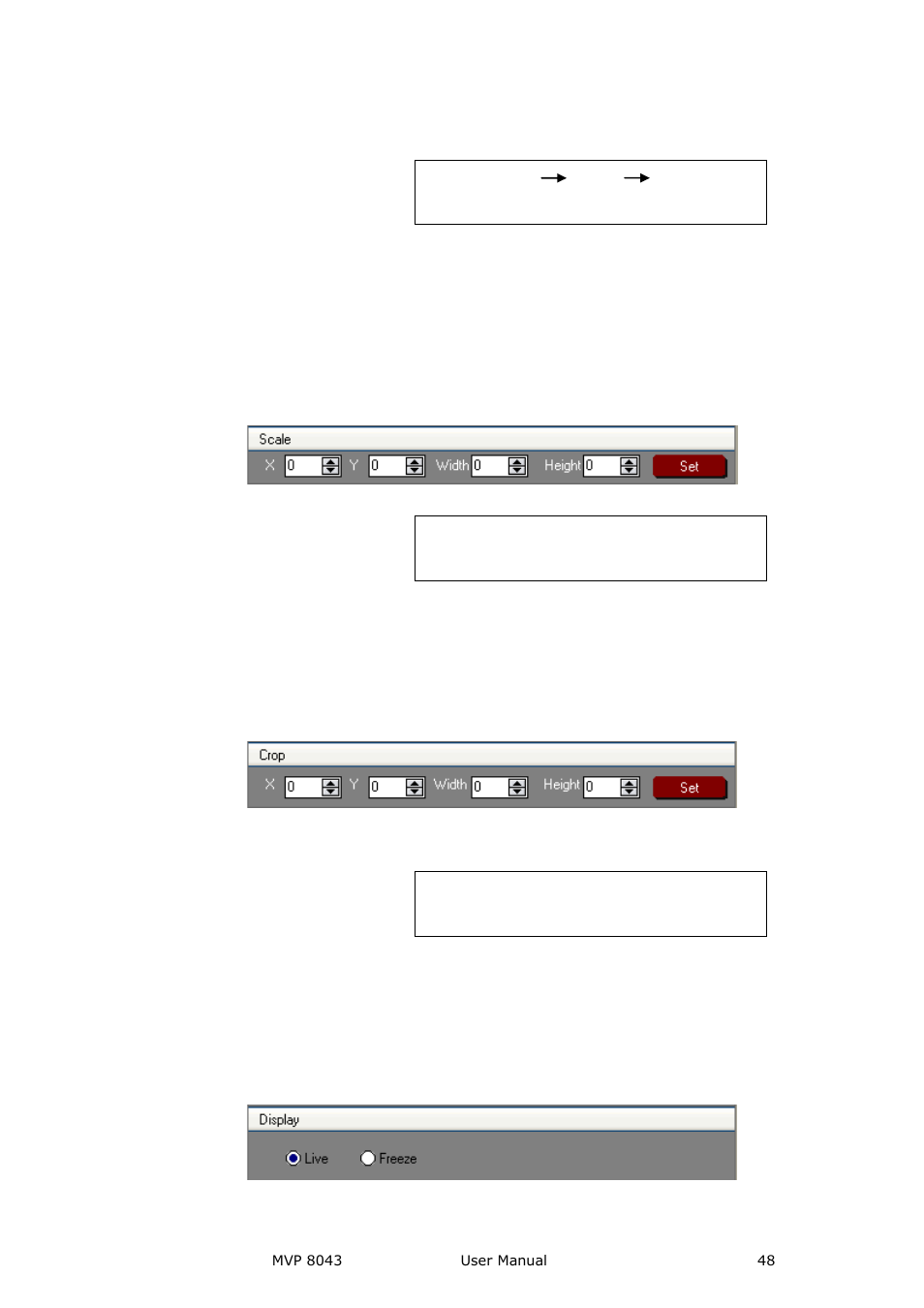 Scale, Crop, Display | Communication software guideline | RGBLink MVP 8043 User Manual User Manual | Page 48 / 85