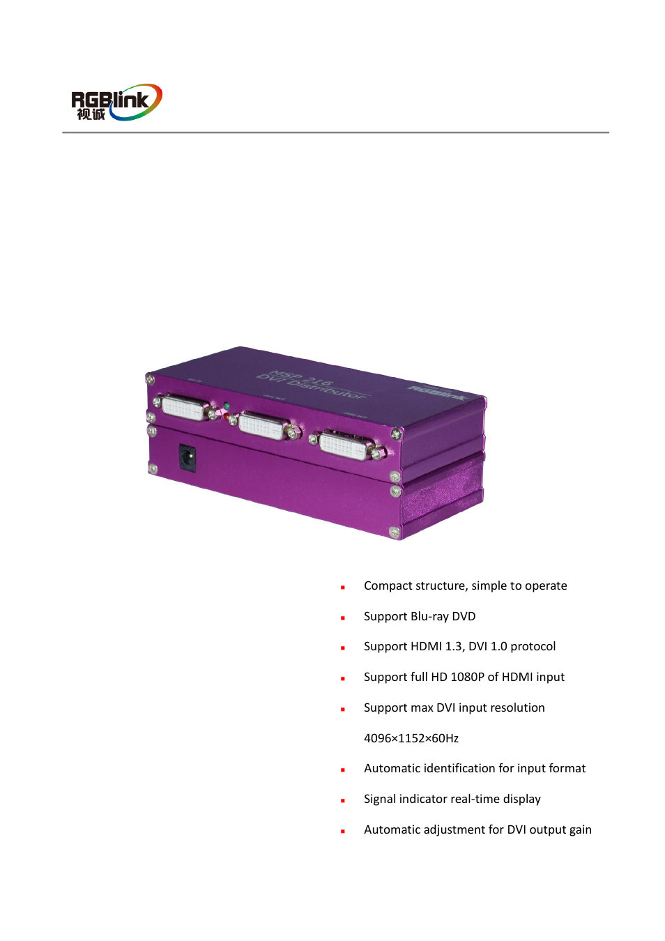 RGBLink MSP 216 Quick Start User Manual | 7 pages