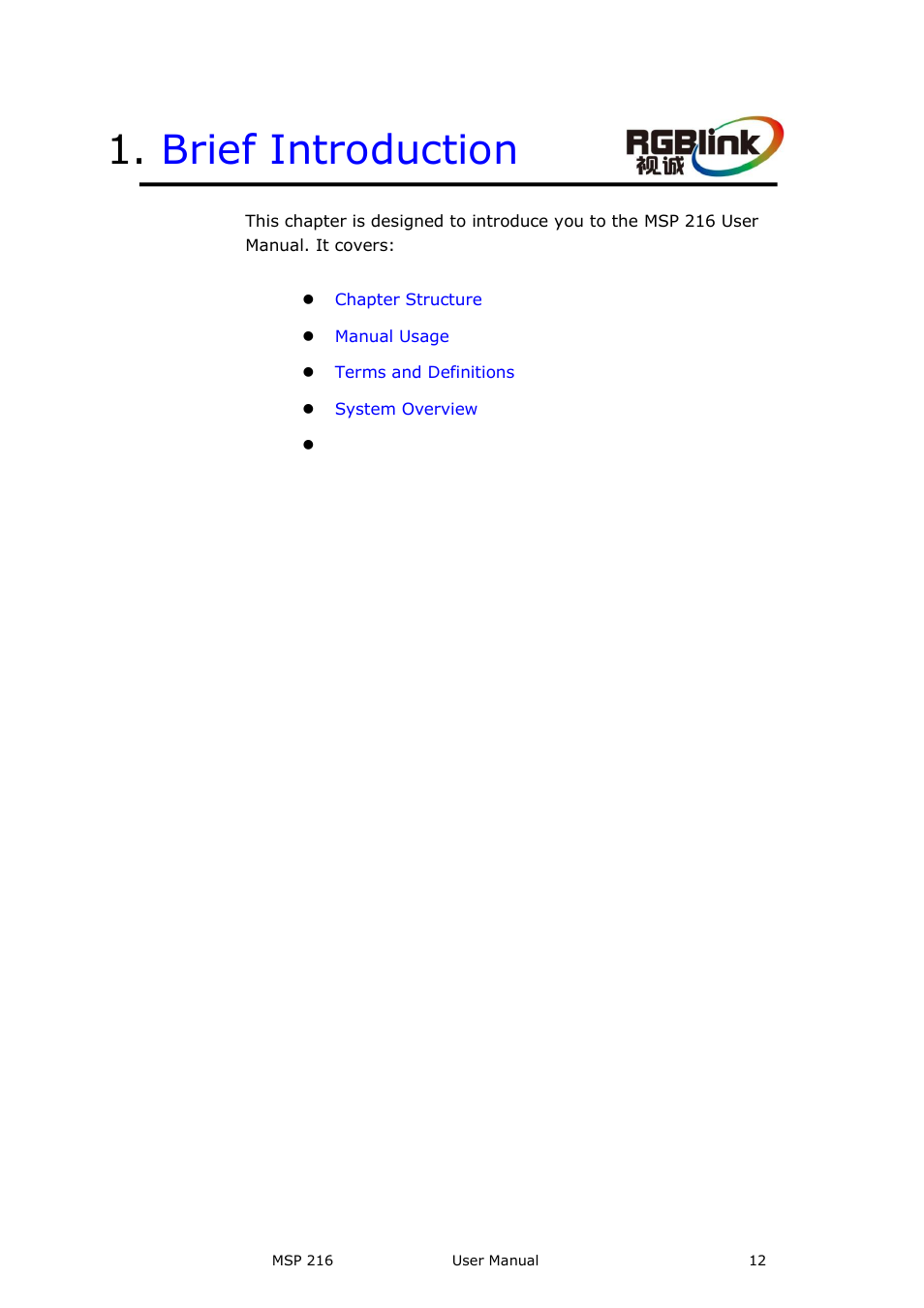Brief introduction | RGBLink MSP 216 User Manual User Manual | Page 12 / 32