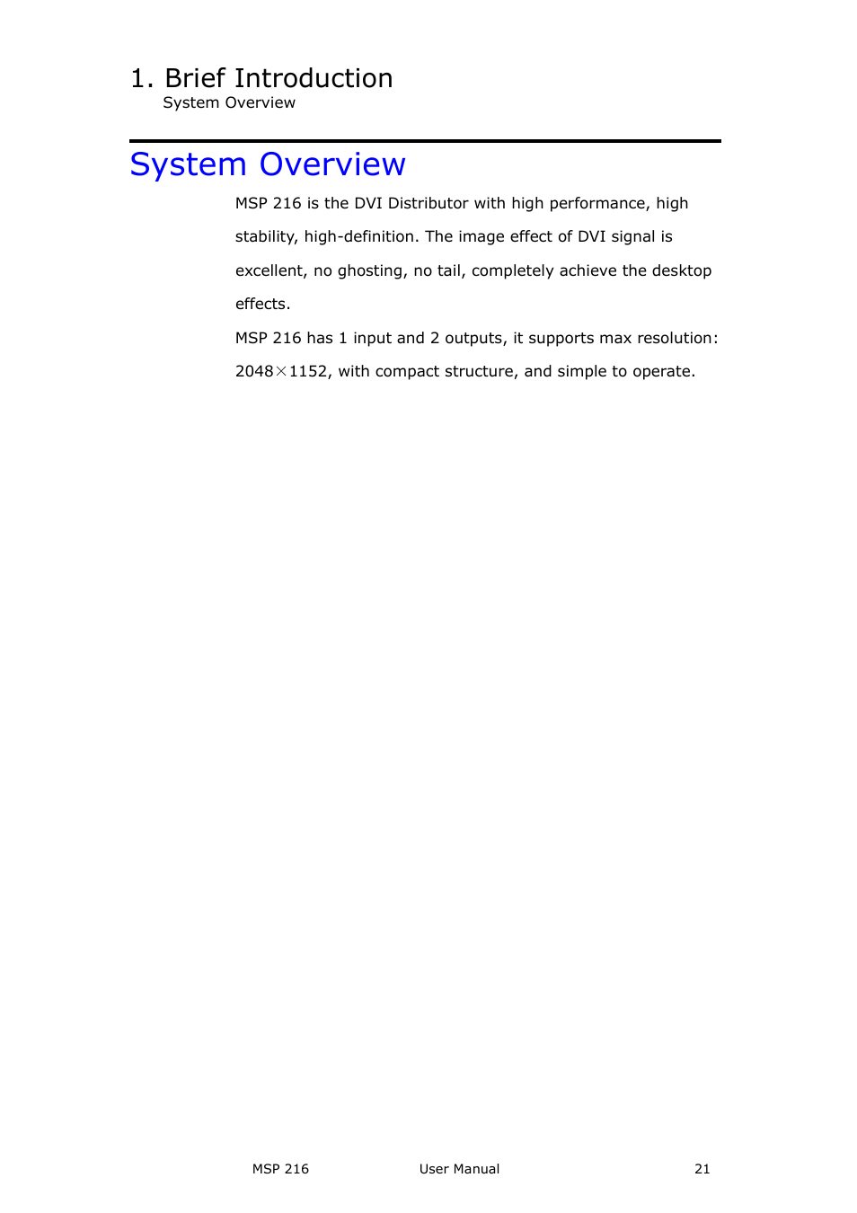 System overview, Brief introduction | RGBLink MSP 216 User Manual User Manual | Page 21 / 32