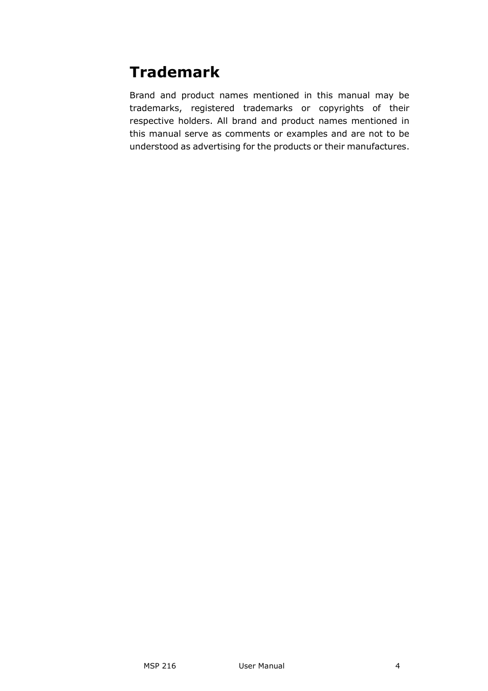 Trademark | RGBLink MSP 216 User Manual User Manual | Page 4 / 32