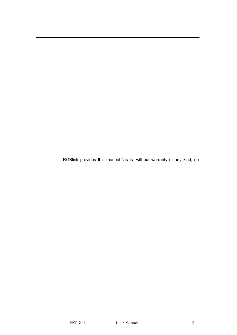 Msp 214· user manual, Copyright, Notice | Federal communications commission (fcc) statement | RGBLink MSP 214 User Manual User Manual | Page 2 / 31