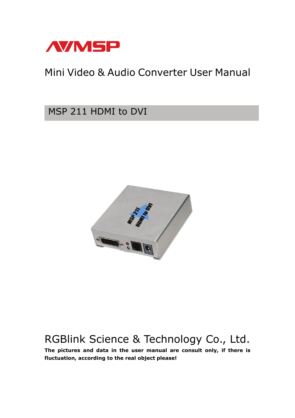RGBLink MSP 211 User Manual User Manual | 13 pages