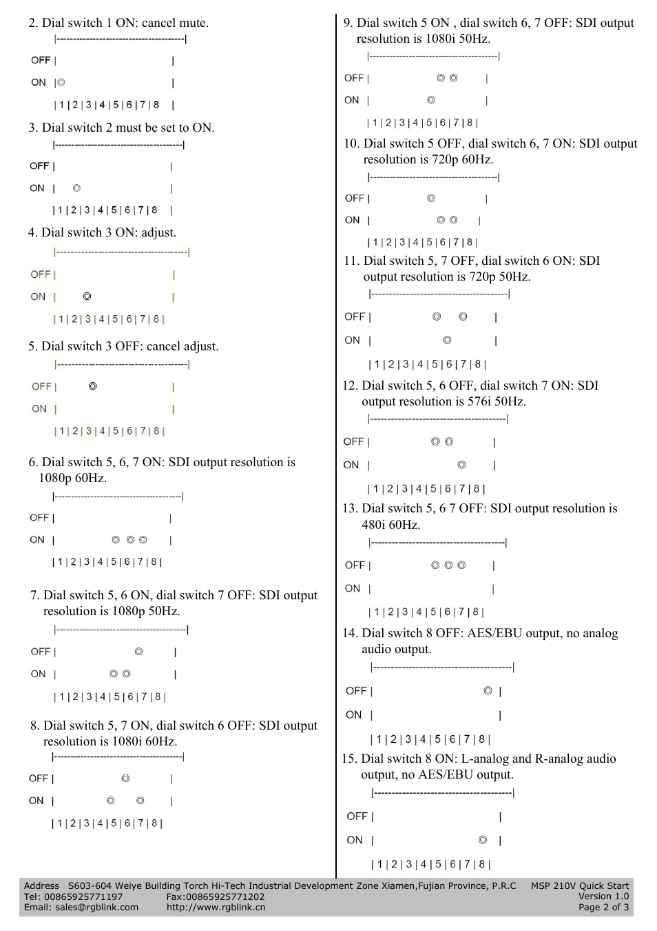 RGBLink MSP 210V Quick Start User Manual | Page 2 / 3