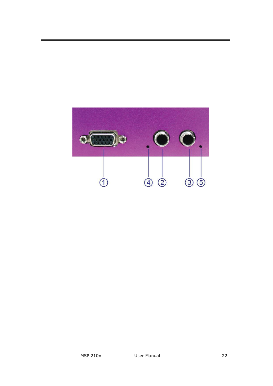 Interface description, Input interface, Vga input | Audio input interface, Indicator, Hardware orientation | RGBLink MSP 210V User Manual User Manual | Page 22 / 35