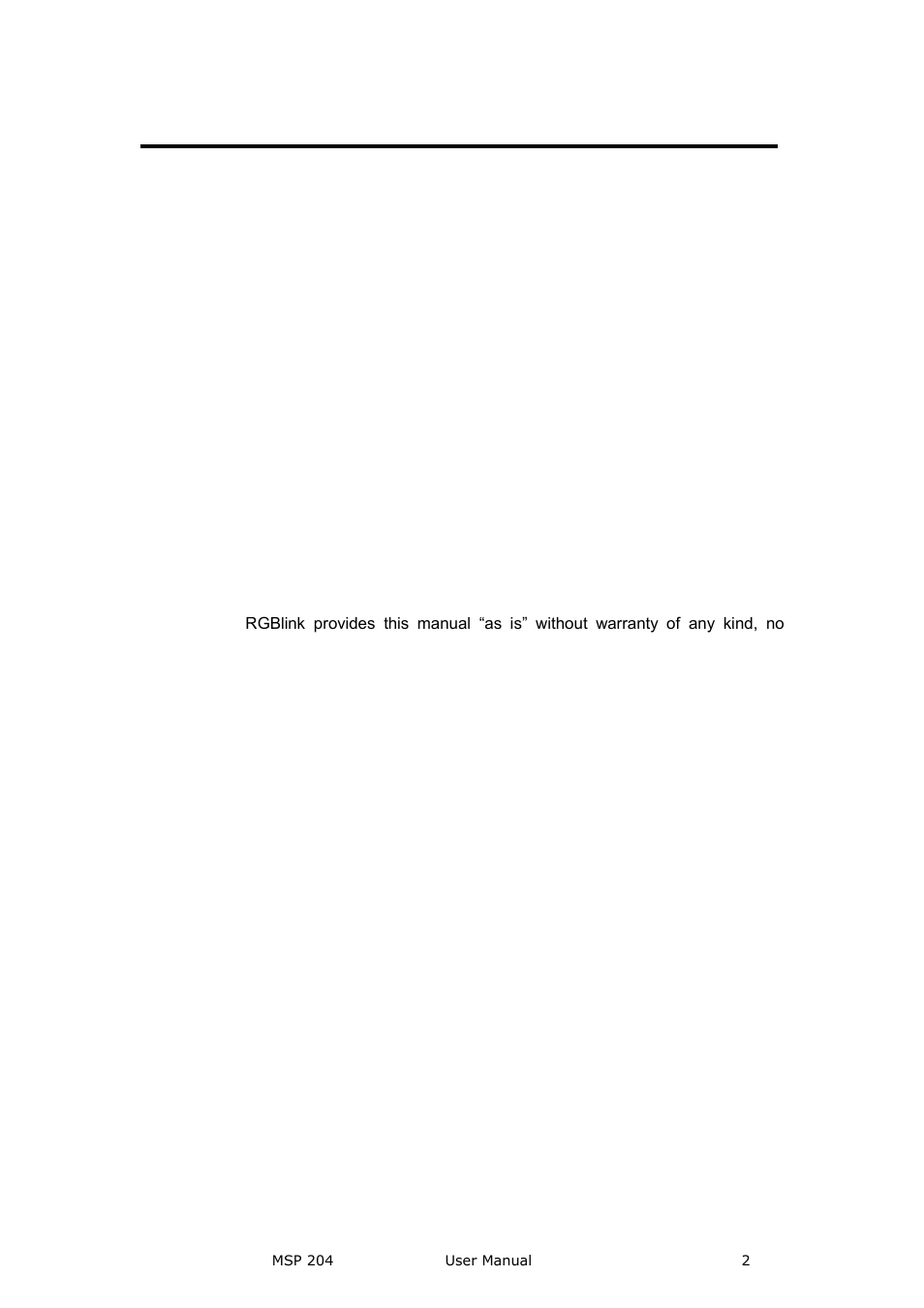 Msp 204· user manual, Copyright, Notice | Federal communications commission (fcc) statement | RGBLink MSP 204 User Manual User Manual | Page 2 / 33
