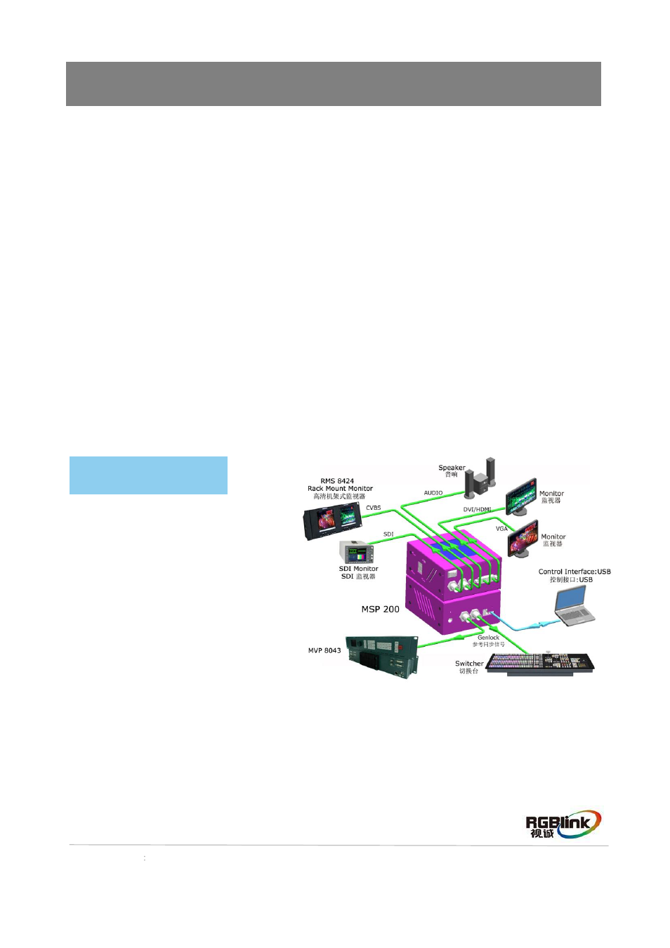 Product introduction, System connection | RGBLink MSP 200 Quick Start User Manual | Page 3 / 9